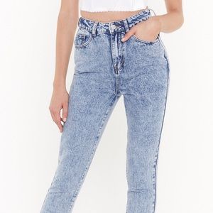 Nasty Gal High Waisted Denim Wash Mom Jeans Acid